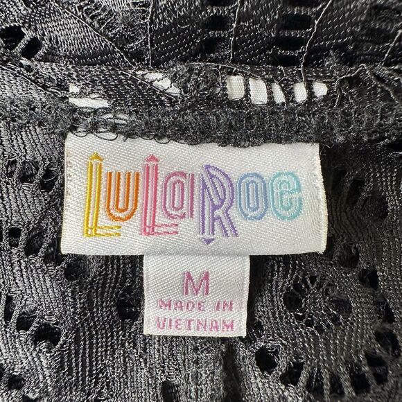Black Lace Kimono Cardigan LuLaRoe Sz M Open Front Sheer Cover Up Boho Festival - Picture 6 of 14
